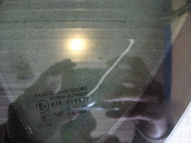 09 Mazda 3 Rear LH Driver Quarter Glass  R9194