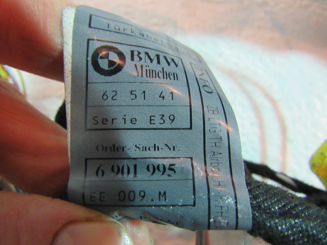00 BMW M5 Rear RH Door Wiring Harness  R19960 6 901 995