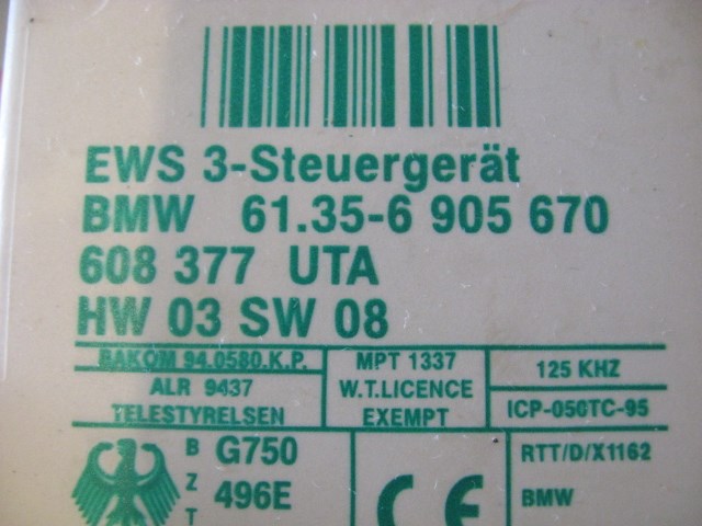 00 BMW M5 Anti Theft Control Module 61356905370 R19969