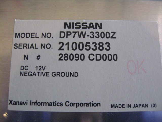03 Nissan 350Z DVD Navigation Screen DP7W-3300Z 