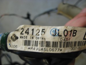 08 Infiniti G37 LH Driver Door Wire Harness 24125 JL01B R11346