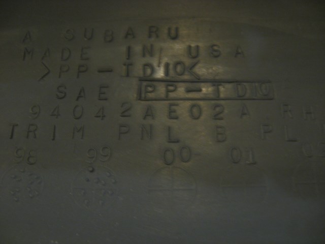 00 Subaru LEGACY RH Lower B Pillar Trim Panel 94042AE02A R12052