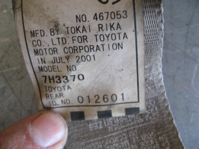 2002 Lexus IS300 LH Rear Seat Belt