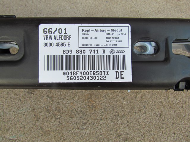 2001 Audi A4 Avant LH Curtain Air Bag 8D9 880 741 B