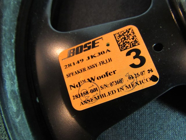 2007 2008 Infiniti G35 Sedan Front LH Door Speaker 28149 JK30A