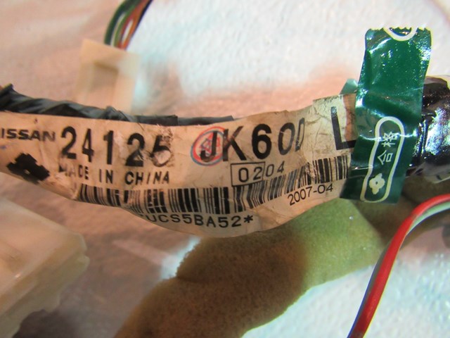 2007 Infiniti G35 Sedan Front LH Driver Door Wiring 24125 JK60D