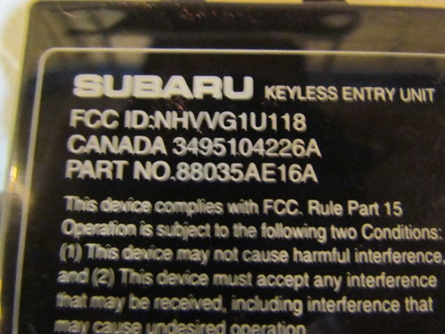 2003 Subaru Baja Keyless Entry Unit 88035AE16A