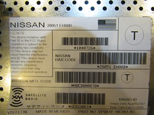 2008 Infiniti G35x Sedan Satellite Radio Computer 28051 EH00B