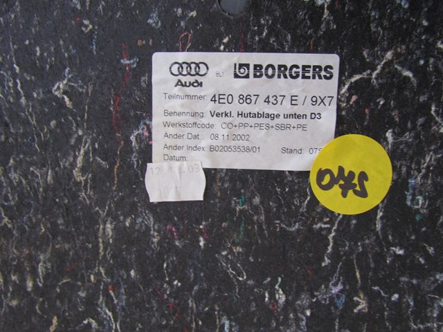 2004 Audi A8L Trunk Ceiling Moulding 4E0 867 437 E