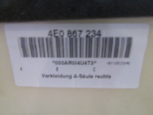 2004 Audi A8 A8L RH Passenger A Pillar Trim OEM 4E0 867 234 (Read Description)