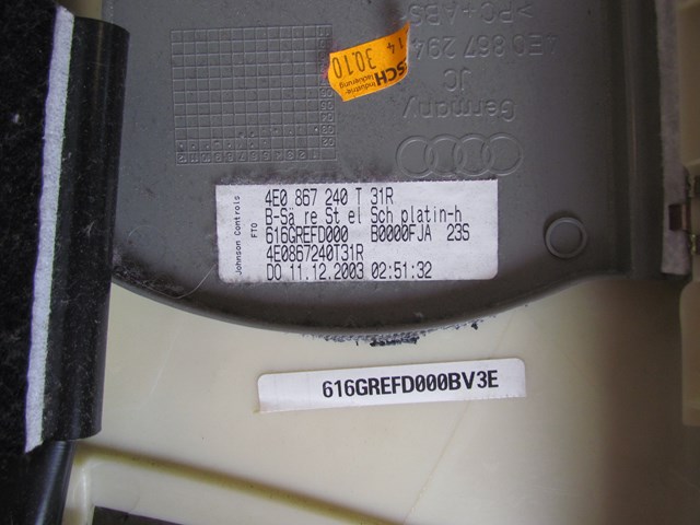 2004 Audi A8L RH Upper B Pillar Trim Panel 4E0 867 240 T