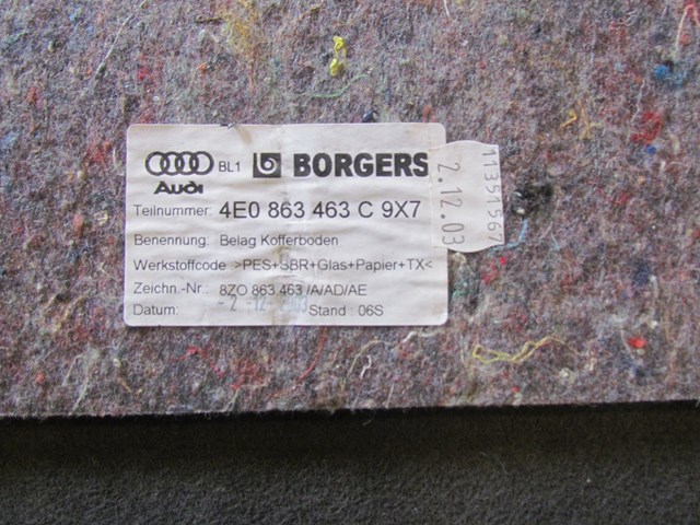 2004 Audi A8L Rear Trunk Carpet Moulding 4E0 863 463 C