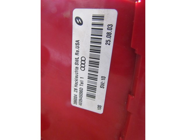 2006 Audi A8L RH Passenger Quarter Mounted Tail Light- See Desc.