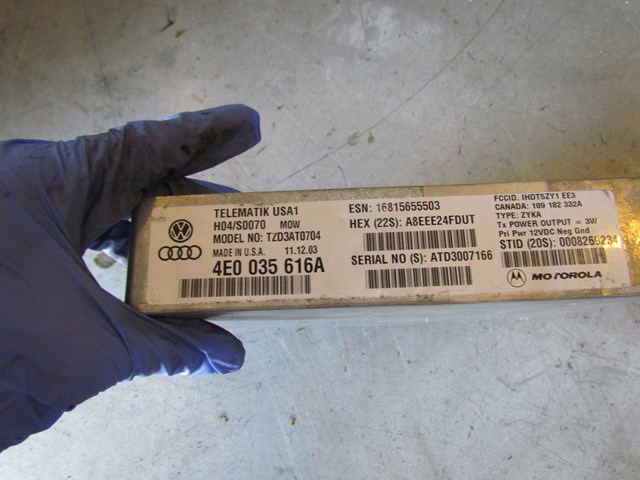 2004 Audi A8L D3 Telematik Control Module 4E0 035 616A
