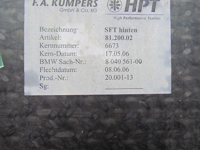 2007 BMW M6 Convertible Rear Bumper Reinforcement-Carbon Fiber