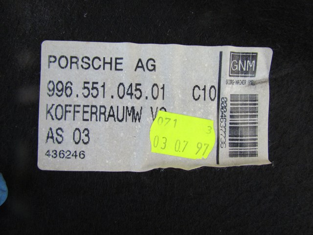 1998 Porsche Boxster Under Hood Carpet 996.551.045.01