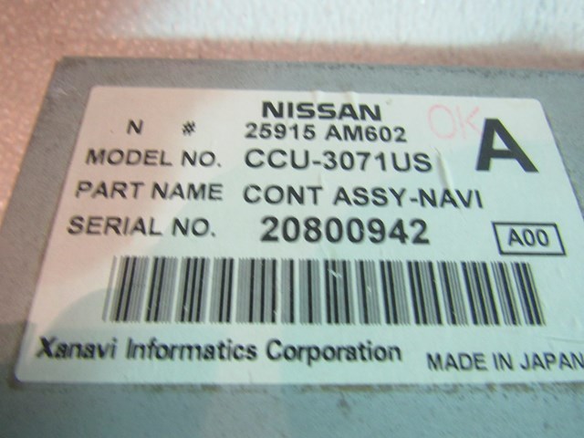 2003 Nissan 350z Navigation DVD Player & Brackets 25915 AM602