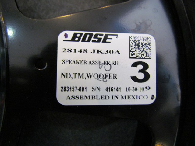 2011 Infiniti G37 Sedan RH Passenger Door Speaker 28148 JK30A