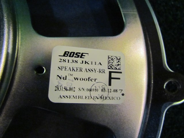 2008 Infiniti G35xS Rear Bose Speaker 28138 JK11A