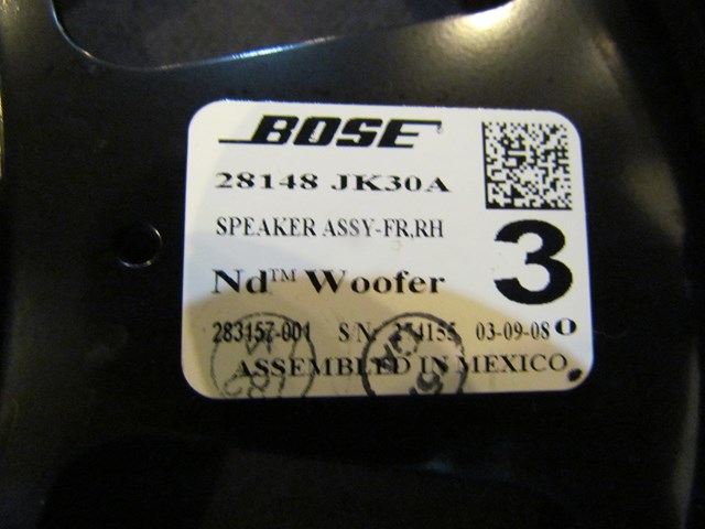 2008 Infiniti G35sx Front Passenger Door Speaker 28148 JK30A