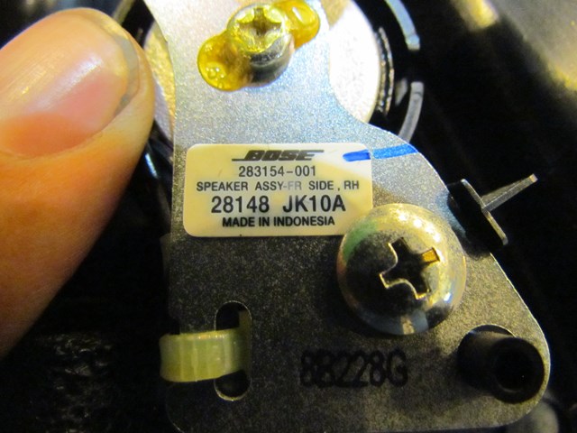 2008 Infiniti G35XS Front Passenger Tweeter Speaker