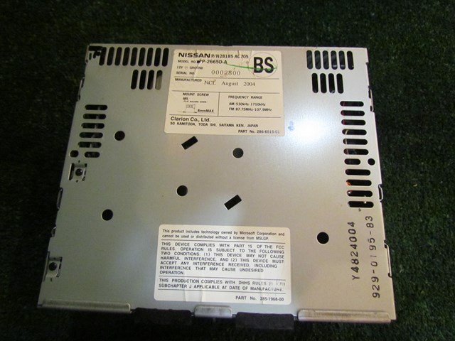 2005 Infiniti G35 Coupe CD Changer & Radio Unit 28185 AC705