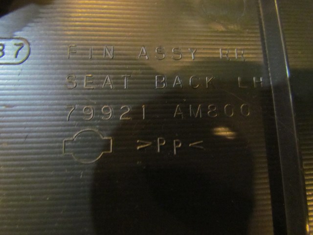 2005 Infiniti G35 Coupe Rear LH Driver Seat Finish Panel 79921 AM800