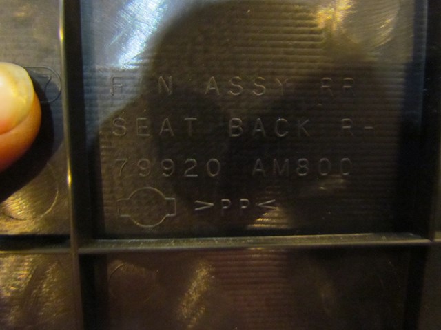 2005 Infiniti G35 Coupe Rear RH Seat Finisher 79920 AM800