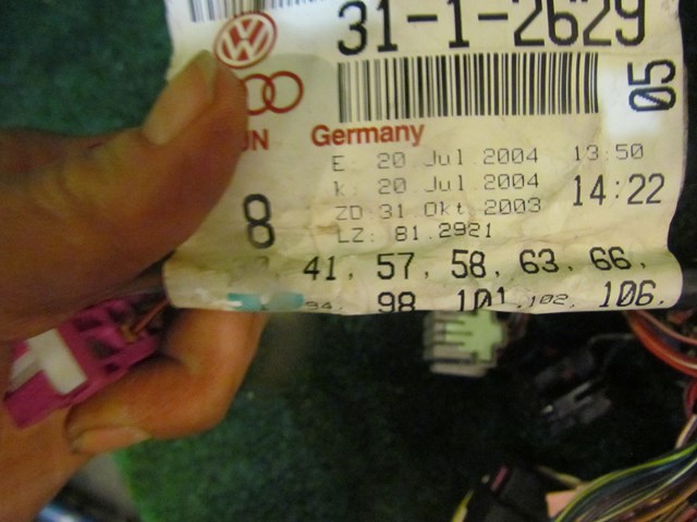 2005 Audi Allroad 4.2L V8 Dash Wire Harness