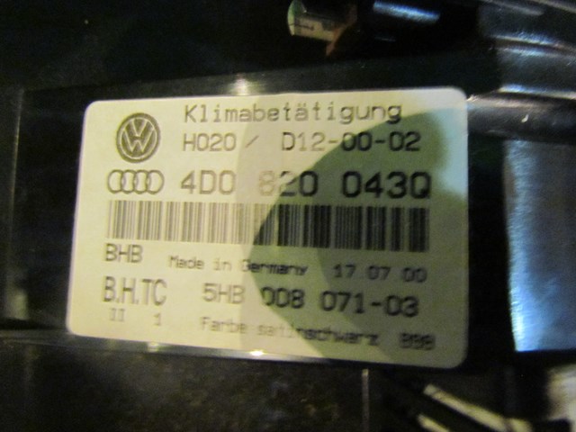 2001 Audi A8L D2 Climate Controls OEM 4D0820043Q