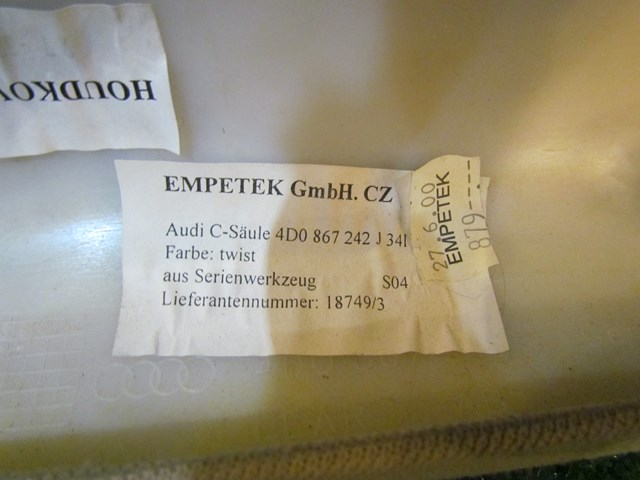 2001 Audi A8L Rear RH Quarter Window Trim 4D0 867 242 J