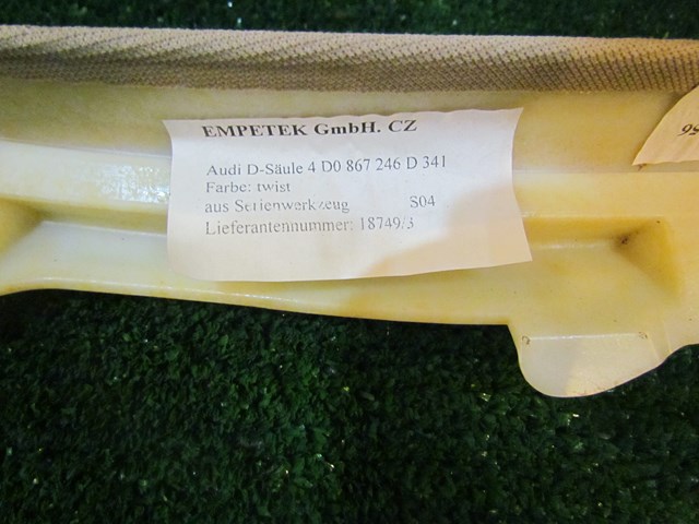 2001 Audi A8L RH Passenger D Pillar Trim Panel 4D0 867 246 D