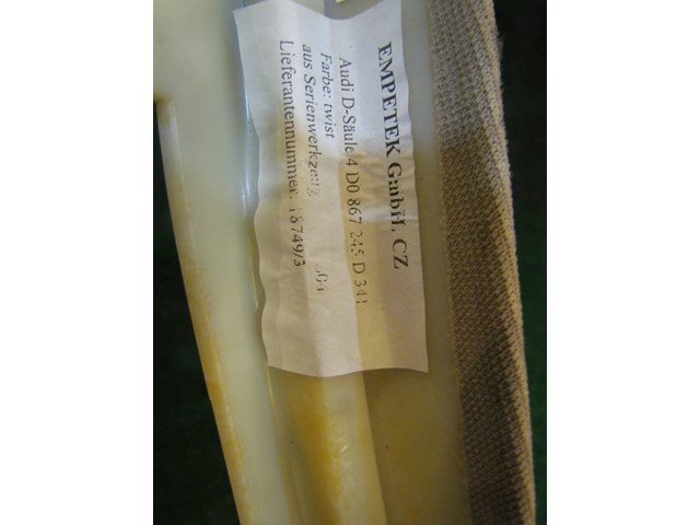 2001 Audi A8L D2 LH Driver D Pillar Trim 4D0 867 245 D