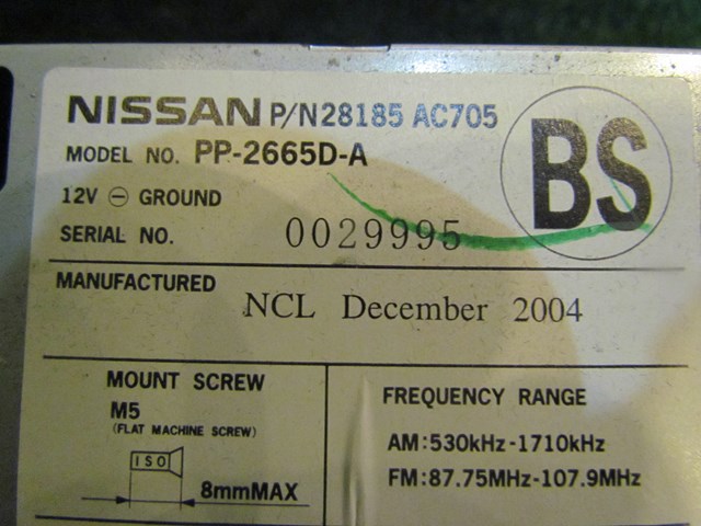 2005 Infiniti G35x Sedan Radio 28185 AC705