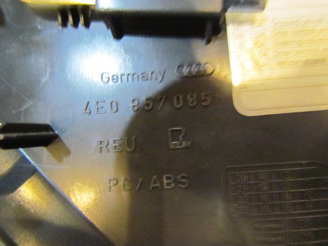 2004 Audi A8L D3 LH Driver Fuse Dash End Cover Panel 4E0 857 085
