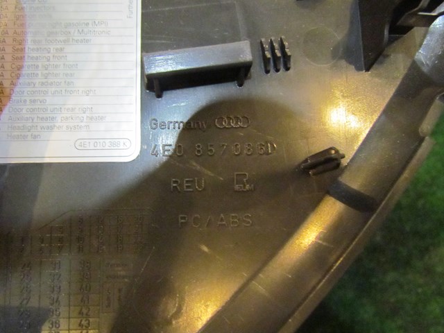 2004 Audi A8L D3 RH Passenger Dash End Trim Panel 4E0 857 861