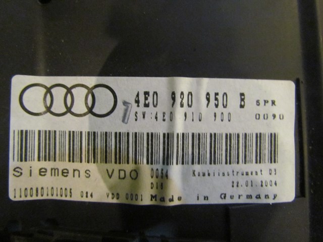 2004 Audi A8L D3 Speedometer Cluster 4E0 920 950 B