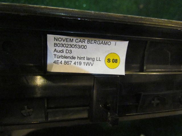 2004 Audi A8L Rear LH Driver Door Panel Trim 4E4 867 419