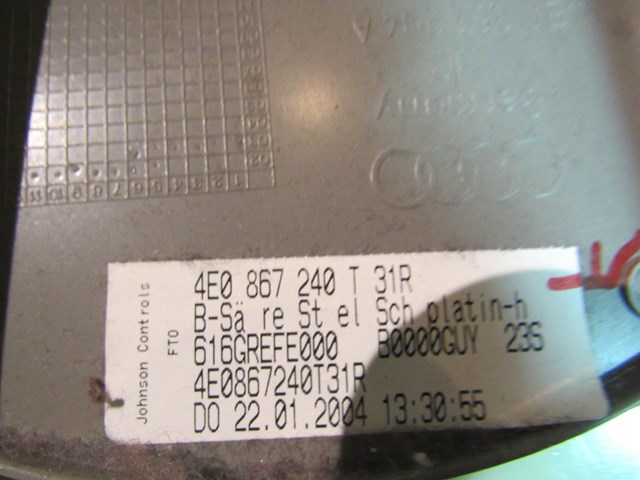 2004 Audi A8L D3 RH Upper B Pillar Trim-4e0867240-See Details