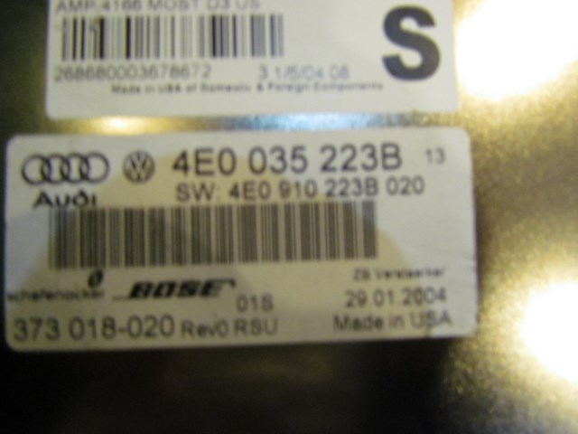 2004 Audi A8L D3 Amplifier 4E0 035 223B