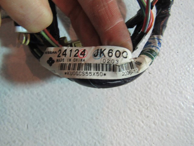 2007 2008 Infiniti G35 Sedan Front RH Pass Door Wiring 24124 JK60C