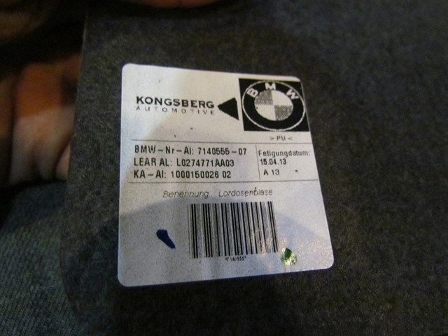 2013 BMW 128i Convertible Front RH Lumbar Support Cushion & Pump