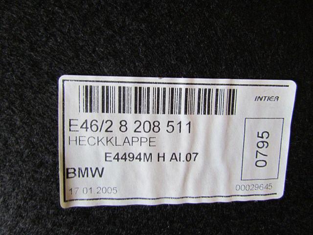 2005 BMW M3 Trunk Moulding Trim Panel 8 208 511