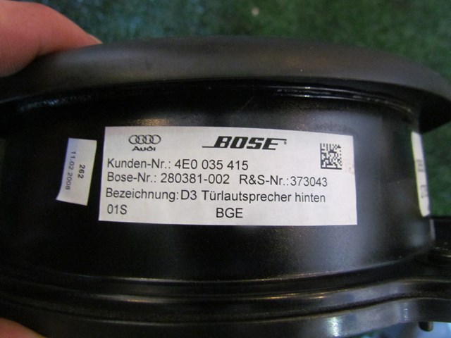 2008 Audi A8L Rear RH Passenger Door Speaker 4E0 035 415