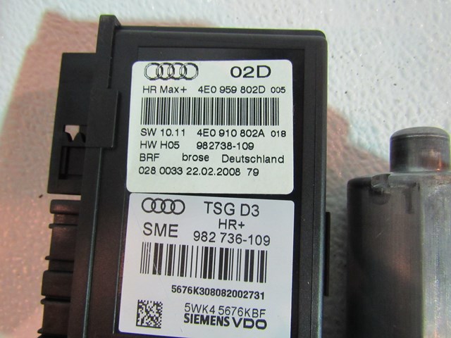 04 05 06 07 08Audi A8L Rear RH Passenger Window Motor 4E0 959 802