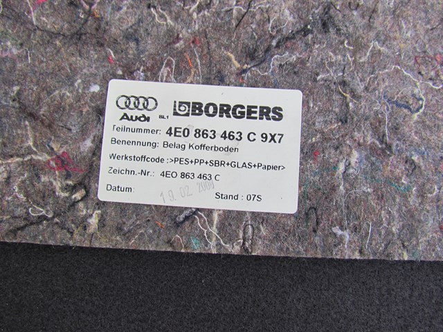 2008 Audi A8L Trunk Board Spare Tire Cover 4E0 863 463