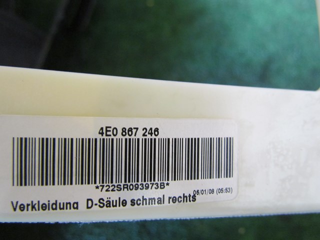 2008 Audi A8L RH Passenger D Pillar Trim 4E0 867 246