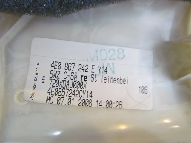 2008 Audi A8L RH Passenger C Pillar Trim Panel 4E0 867 242