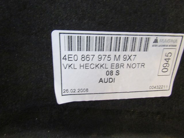 2008 Audi A8L Trunk Lid Moulding 4E0 867 975 M