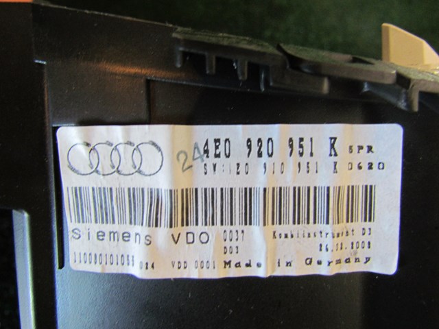 2008 Audi A8L D3 Speedometer Gauge Cluster 4E0 920 951 K